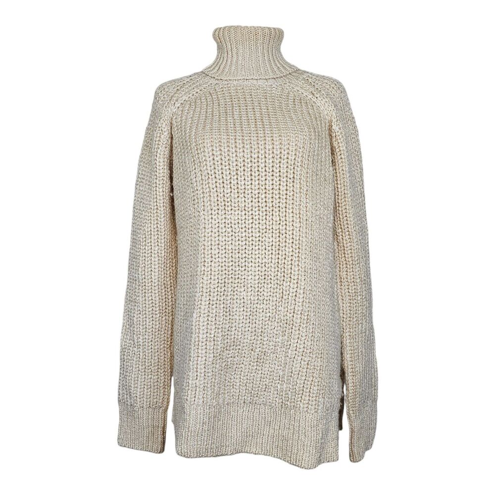 Show Me Your MuMu Marled Cream Marvin Turtleneck Wool Blend Tunic Sweater Size S - Picture 1 of 8